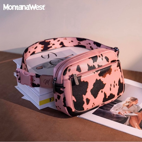 Montana West Handbags - Montana West Cow Print Beltbag